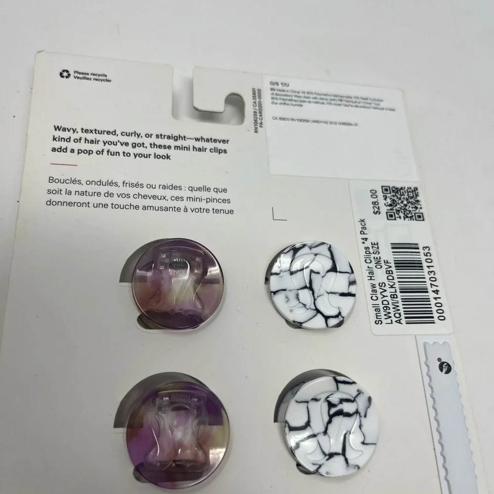 Lululemon Small Claw Hair Clip ONE SIZE 4 Pack NEW